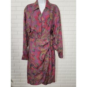 Vintage 90s Diane Gilman silk dress sz 10 Purple Floral Career